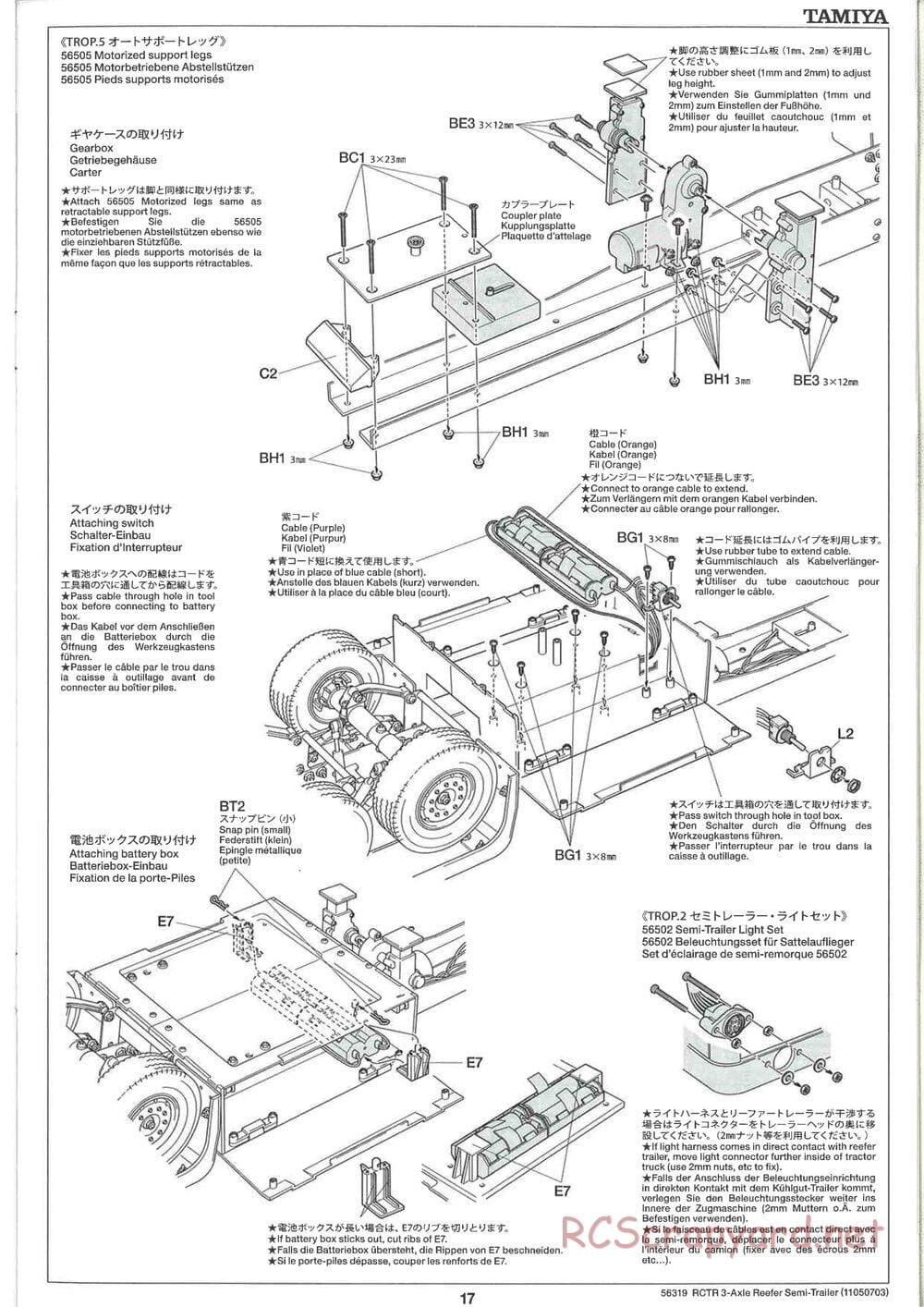 Tamiya - Semi Reefer Trailer Chassis - Manual - Page 17