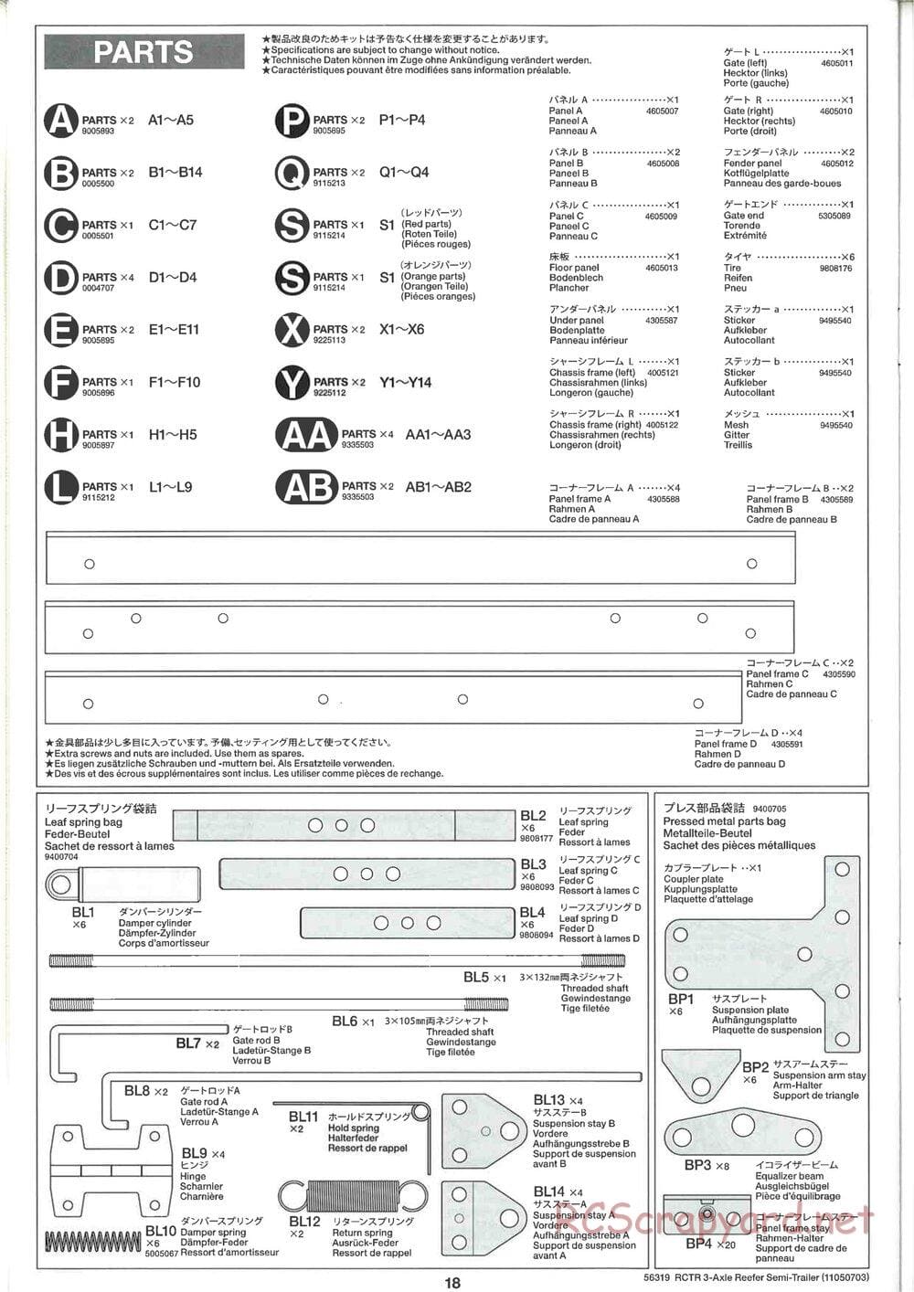 Tamiya - Semi Reefer Trailer Chassis - Manual - Page 18