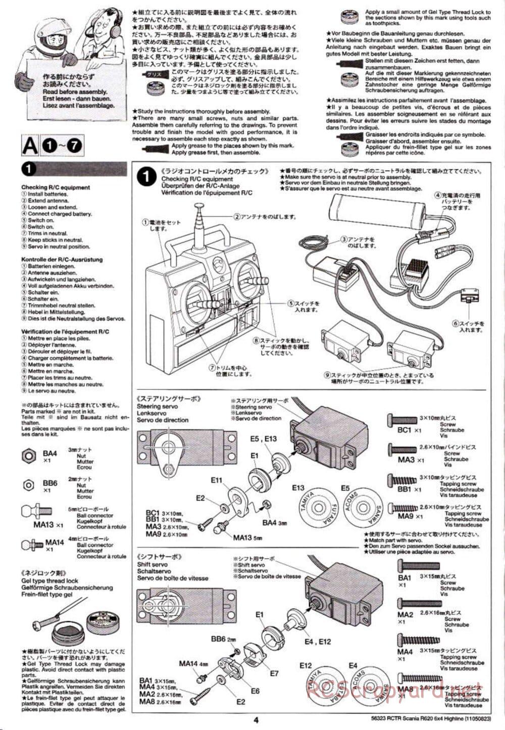 Tamiya - Scania R620 6x4 Highline Tractor Truck Chassis - Manual - Page 4