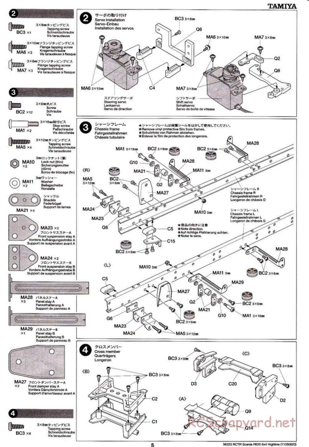 Tamiya - Scania R620 6x4 Highline Tractor Truck Chassis - Manual - Page 5