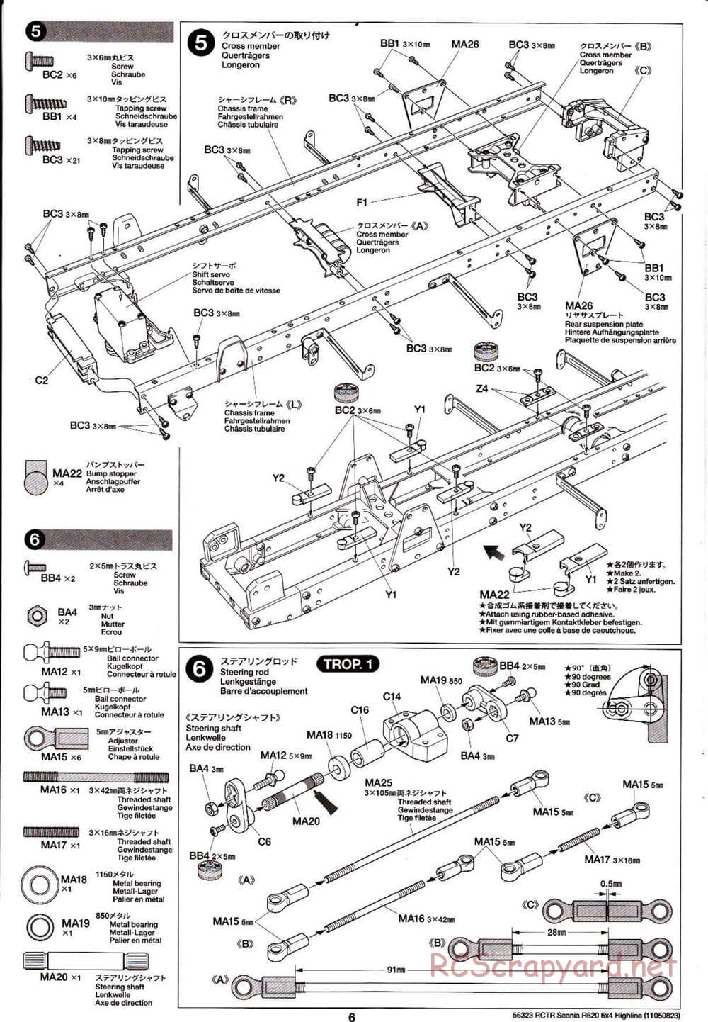 Tamiya - Scania R620 6x4 Highline Tractor Truck Chassis - Manual - Page 6