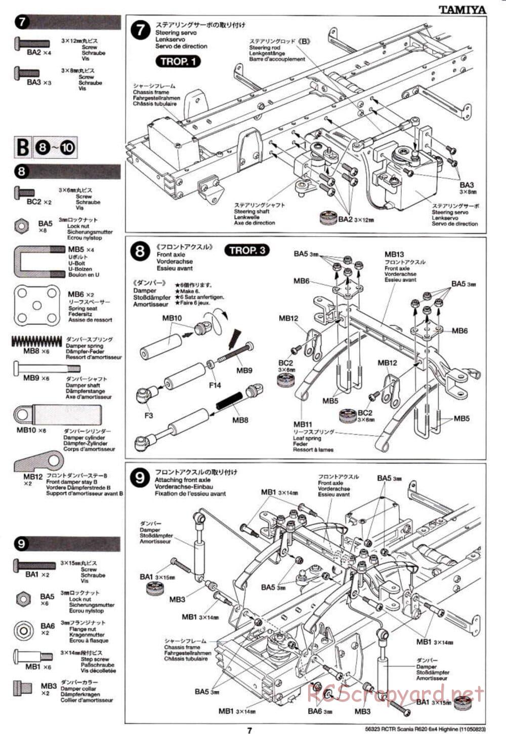 Tamiya - Scania R620 6x4 Highline Tractor Truck Chassis - Manual - Page 7