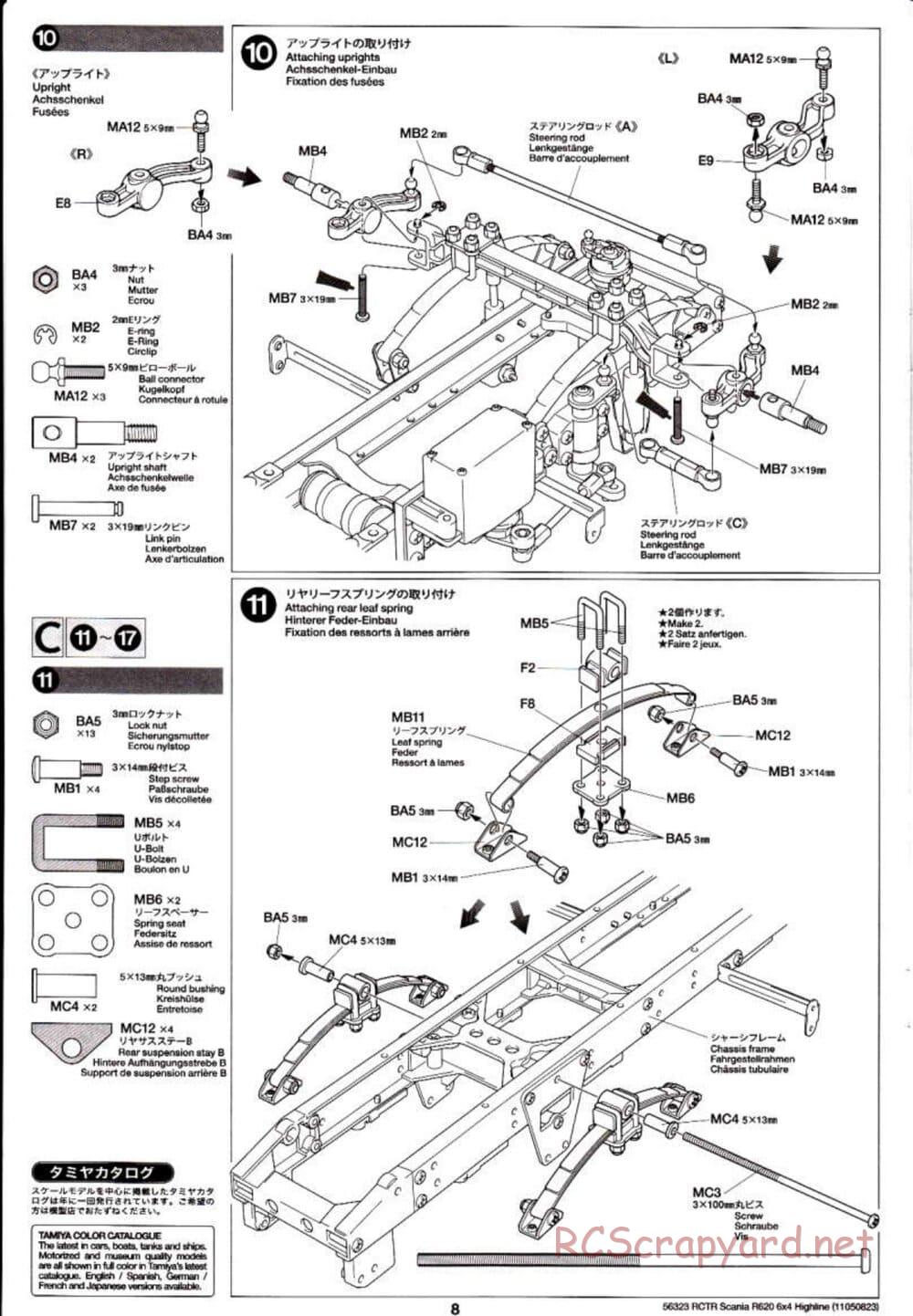 Tamiya - Scania R620 6x4 Highline Tractor Truck Chassis - Manual - Page 8