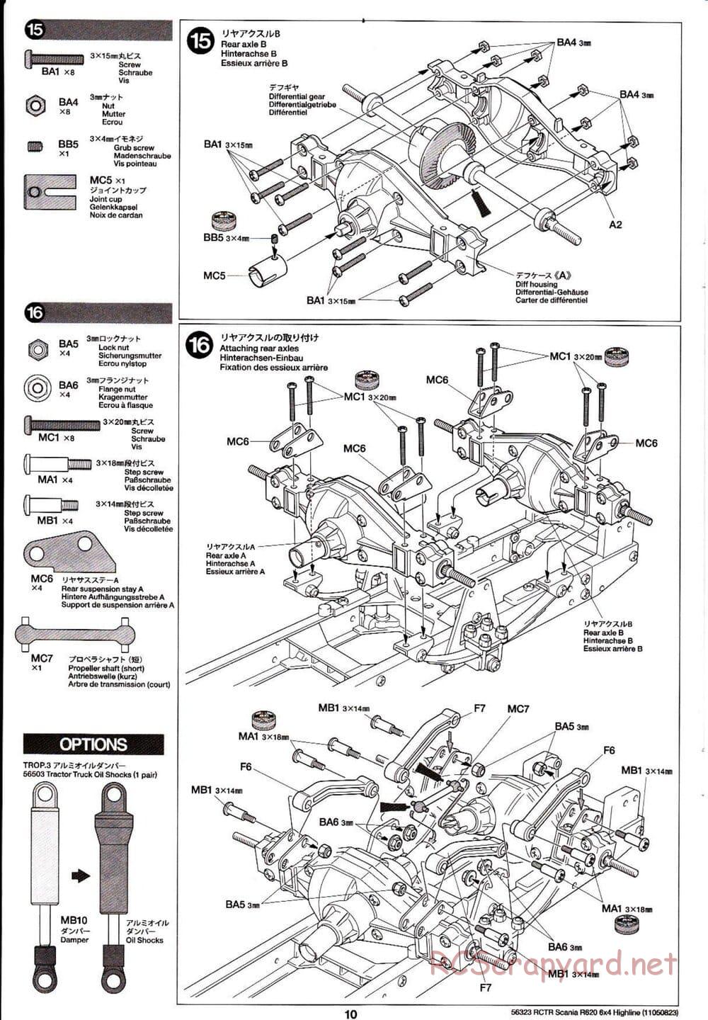 Tamiya - Scania R620 6x4 Highline Tractor Truck Chassis - Manual - Page 10