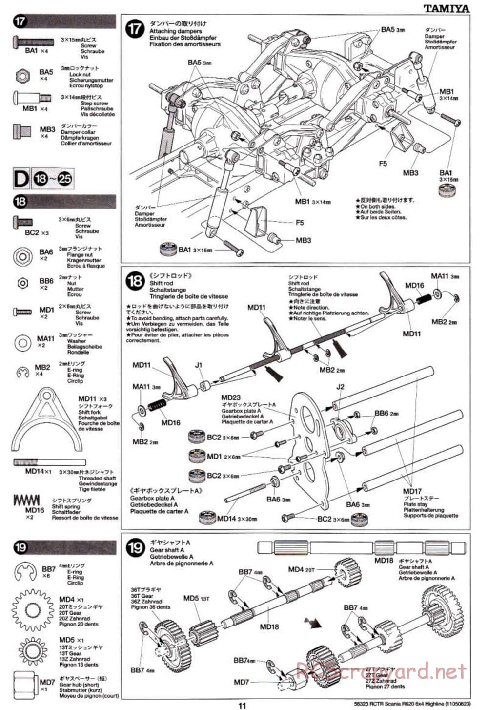 Tamiya - Scania R620 6x4 Highline Tractor Truck Chassis - Manual - Page 11