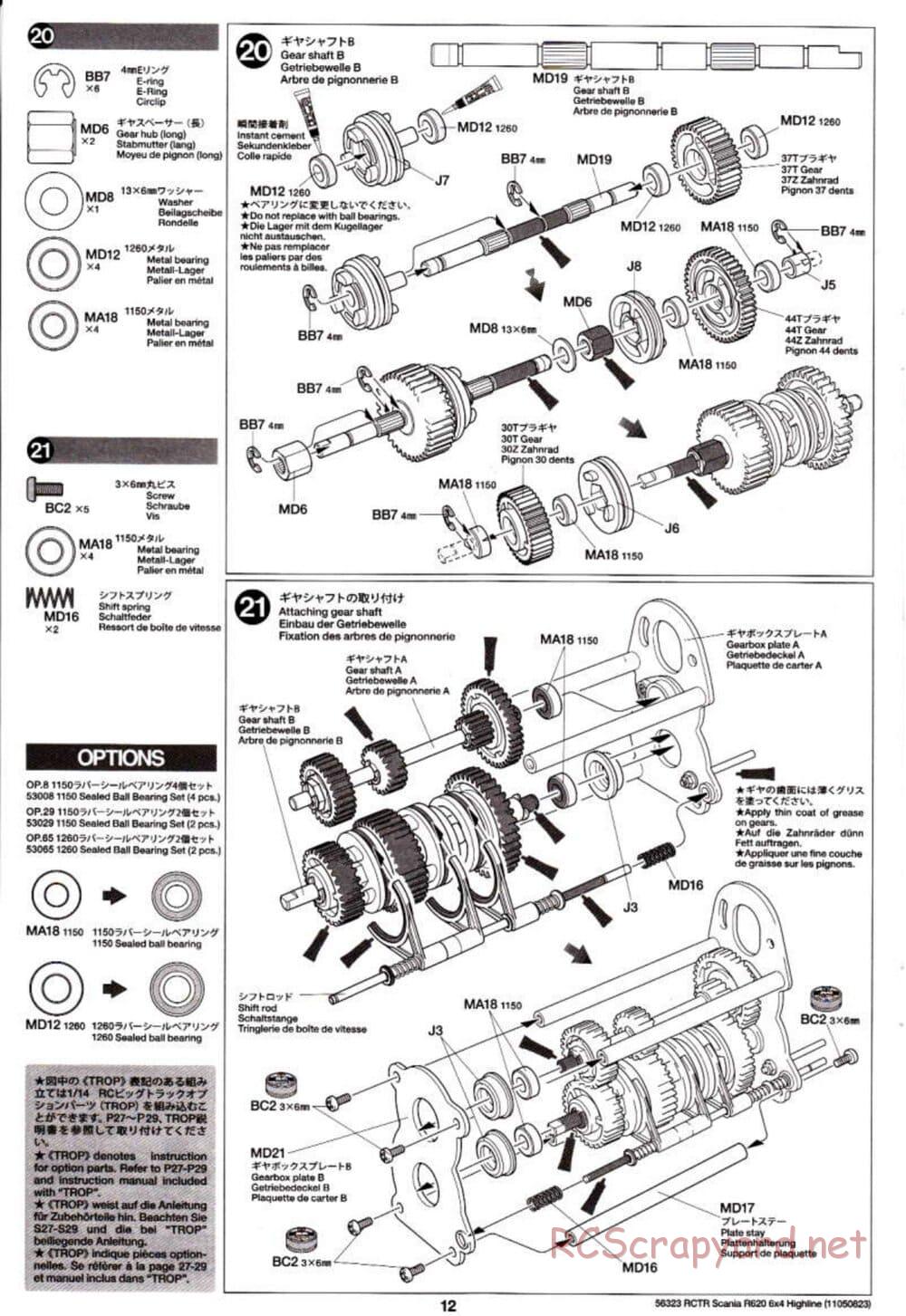 Tamiya - Scania R620 6x4 Highline Tractor Truck Chassis - Manual - Page 12