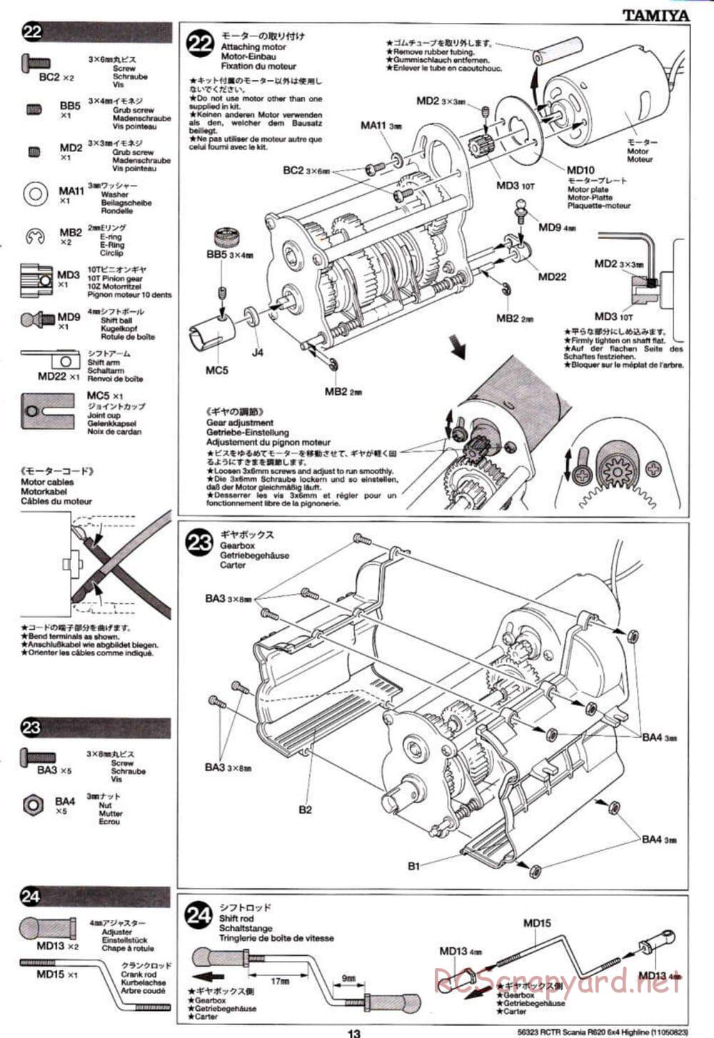Tamiya - Scania R620 6x4 Highline Tractor Truck Chassis - Manual - Page 13