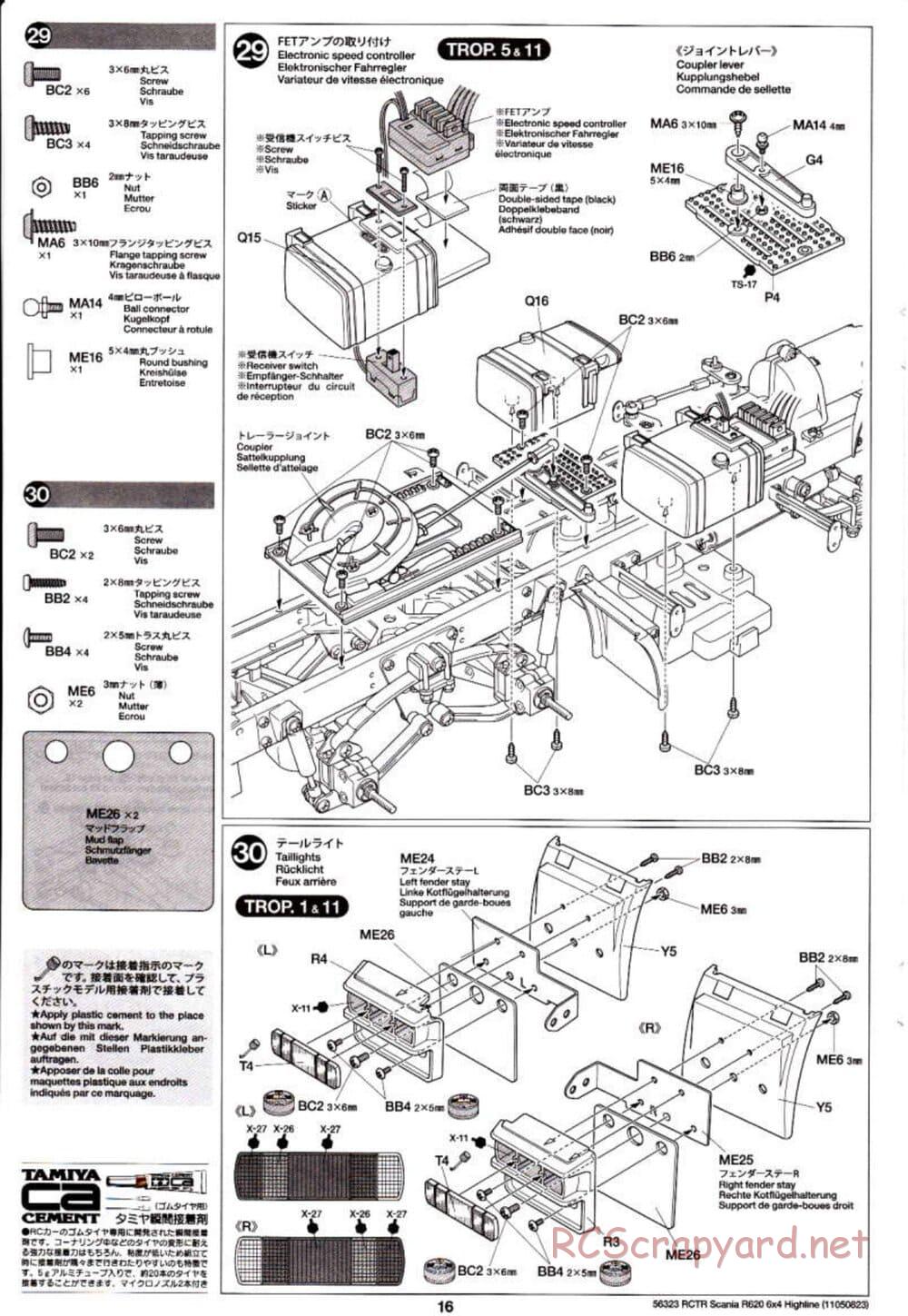 Tamiya - Scania R620 6x4 Highline Tractor Truck Chassis - Manual - Page 16