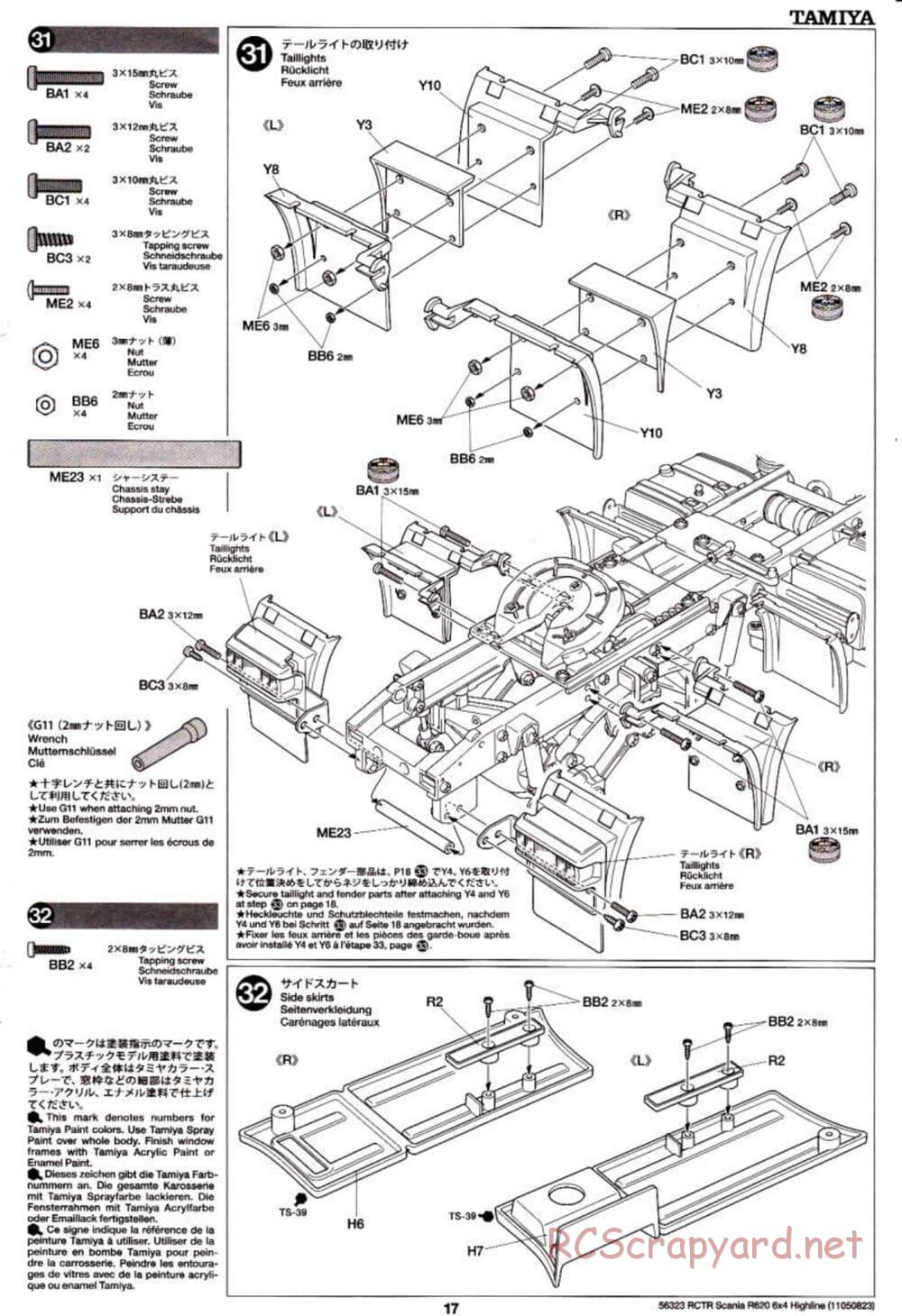 Tamiya - Scania R620 6x4 Highline Tractor Truck Chassis - Manual - Page 17