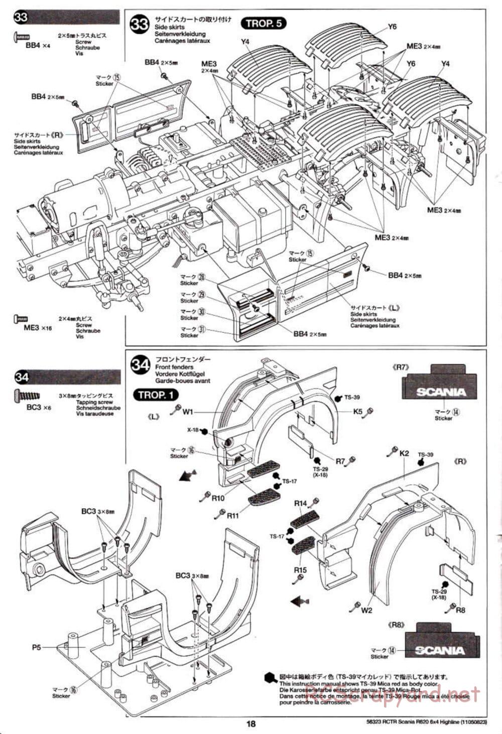 Tamiya - Scania R620 6x4 Highline Tractor Truck Chassis - Manual - Page 18