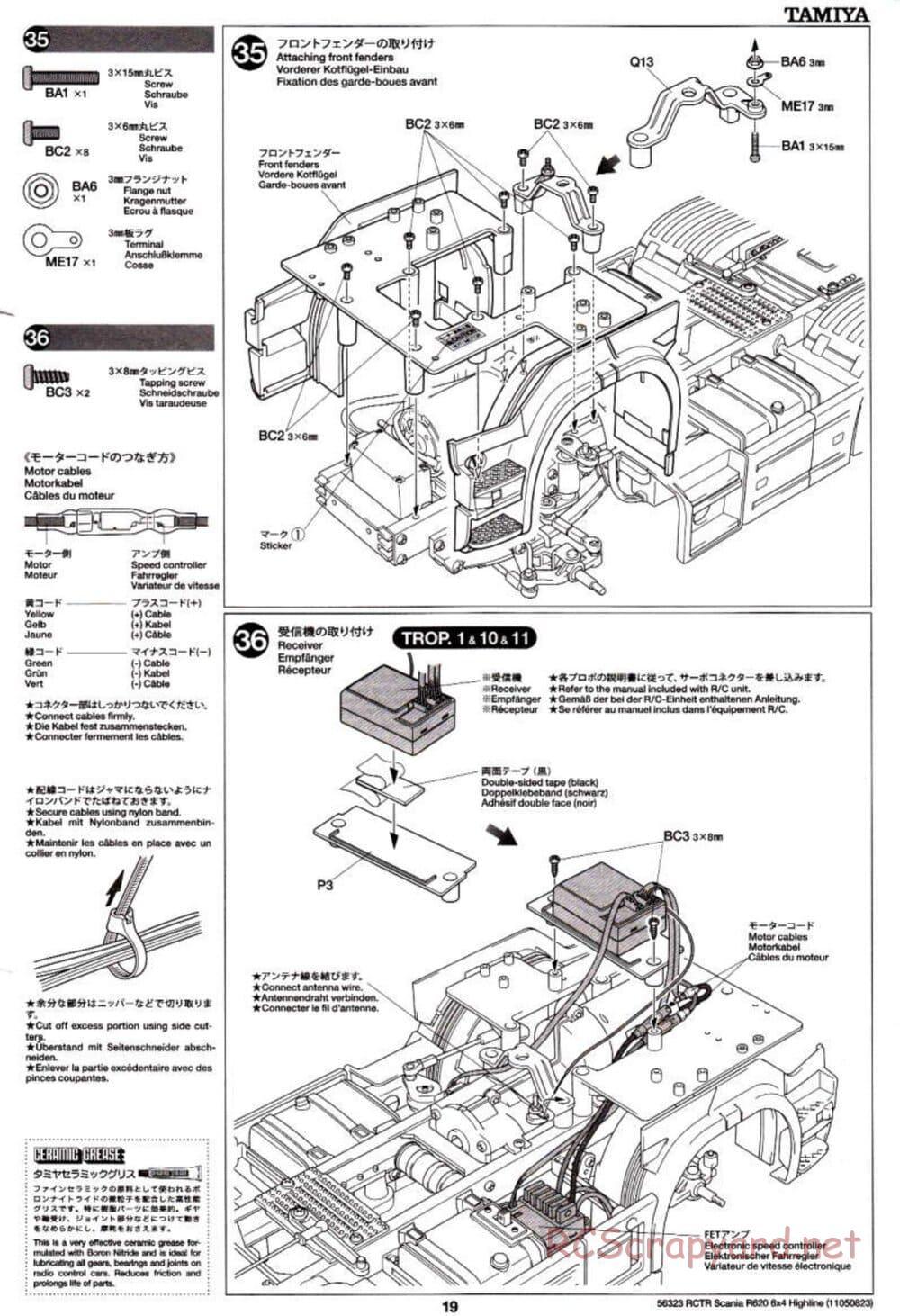 Tamiya - Scania R620 6x4 Highline Tractor Truck Chassis - Manual - Page 19