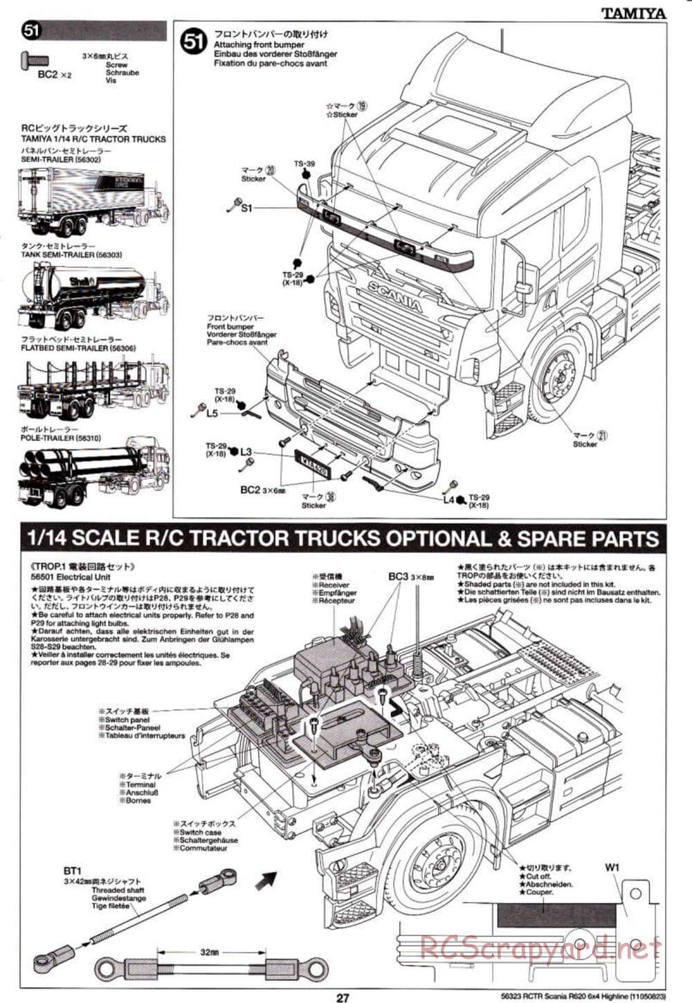 Tamiya - Scania R620 6x4 Highline Tractor Truck Chassis - Manual - Page 27