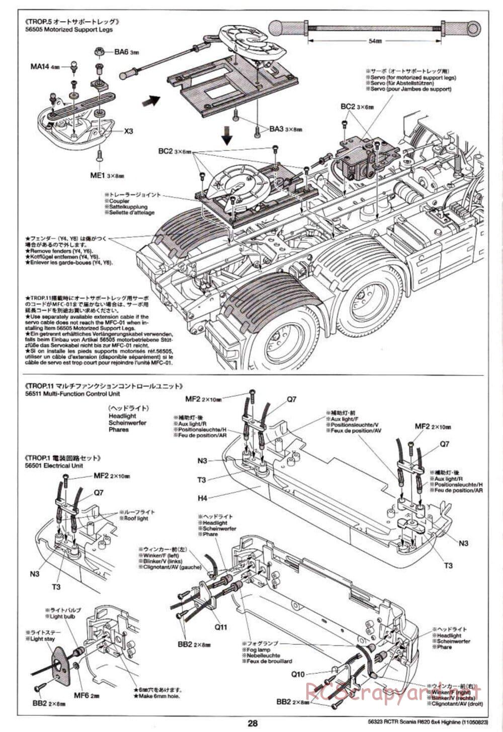 Tamiya - Scania R620 6x4 Highline Tractor Truck Chassis - Manual - Page 28
