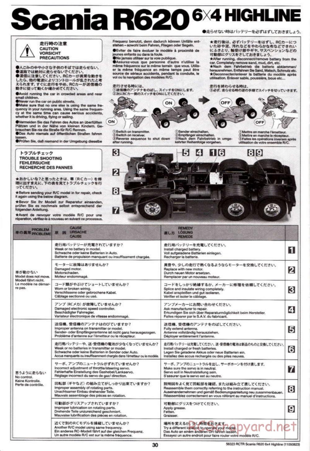 Tamiya - Scania R620 6x4 Highline Tractor Truck Chassis - Manual - Page 30