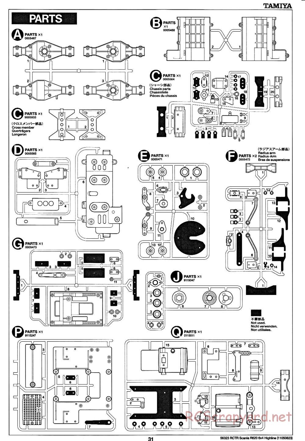 Tamiya - Scania R620 6x4 Highline Tractor Truck Chassis - Manual - Page 31