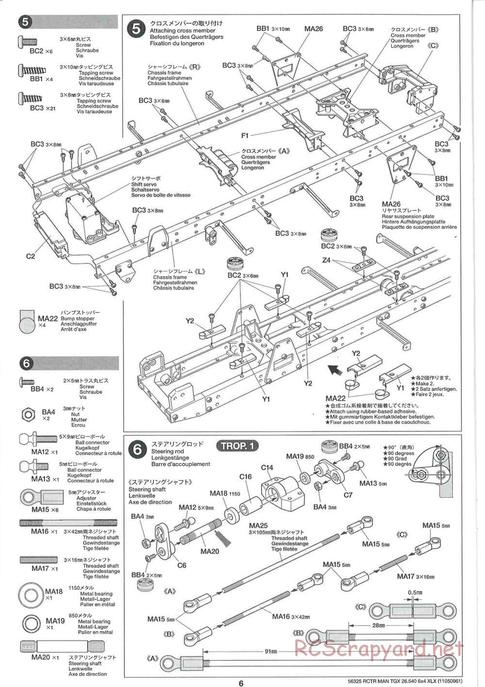 Tamiya - MAN TGX 26.540 6x4 XLX Tractor Truck Chassis - Manual - Page 6