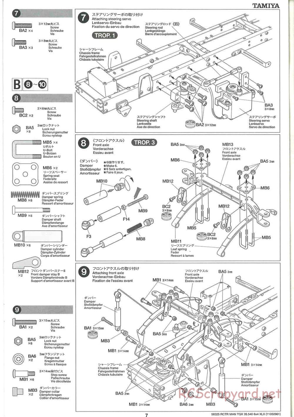 Tamiya - MAN TGX 26.540 6x4 XLX Tractor Truck Chassis - Manual - Page 7