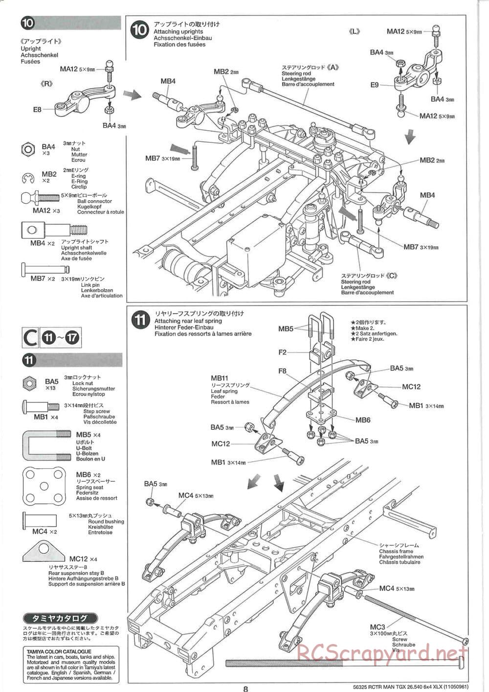 Tamiya - MAN TGX 26.540 6x4 XLX Tractor Truck Chassis - Manual - Page 8