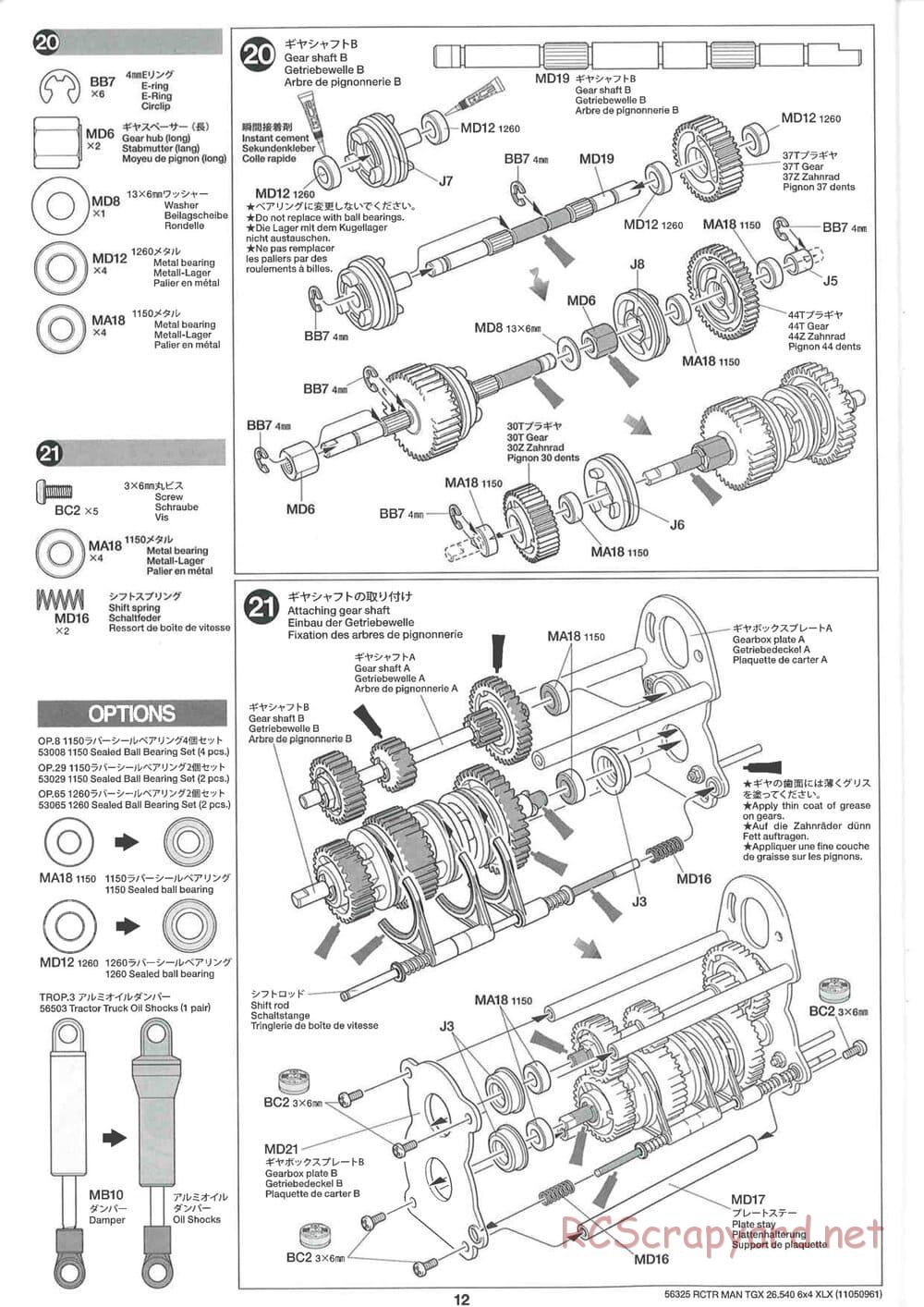 Tamiya - MAN TGX 26.540 6x4 XLX Tractor Truck Chassis - Manual - Page 12