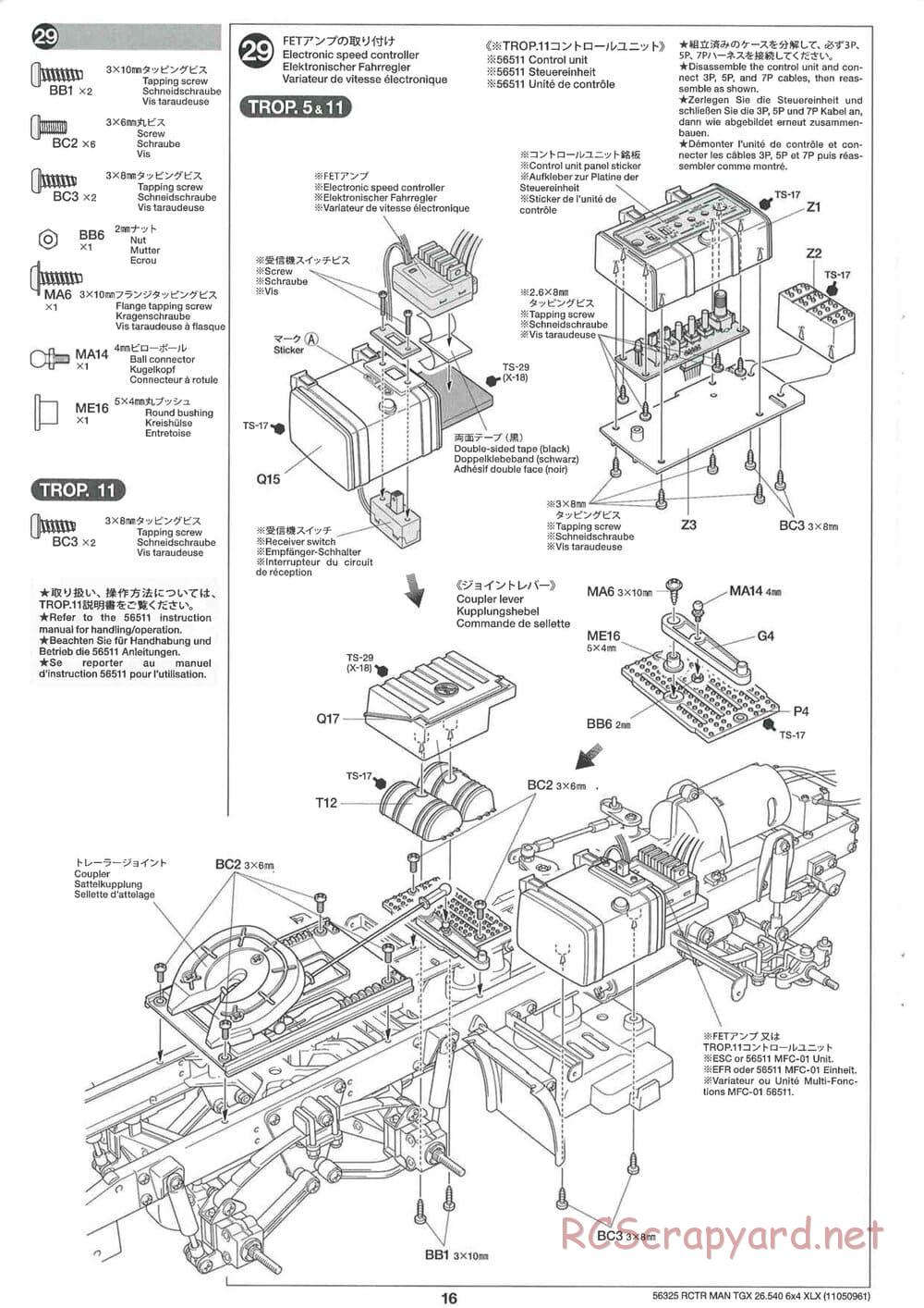 Tamiya - MAN TGX 26.540 6x4 XLX Tractor Truck Chassis - Manual - Page 16