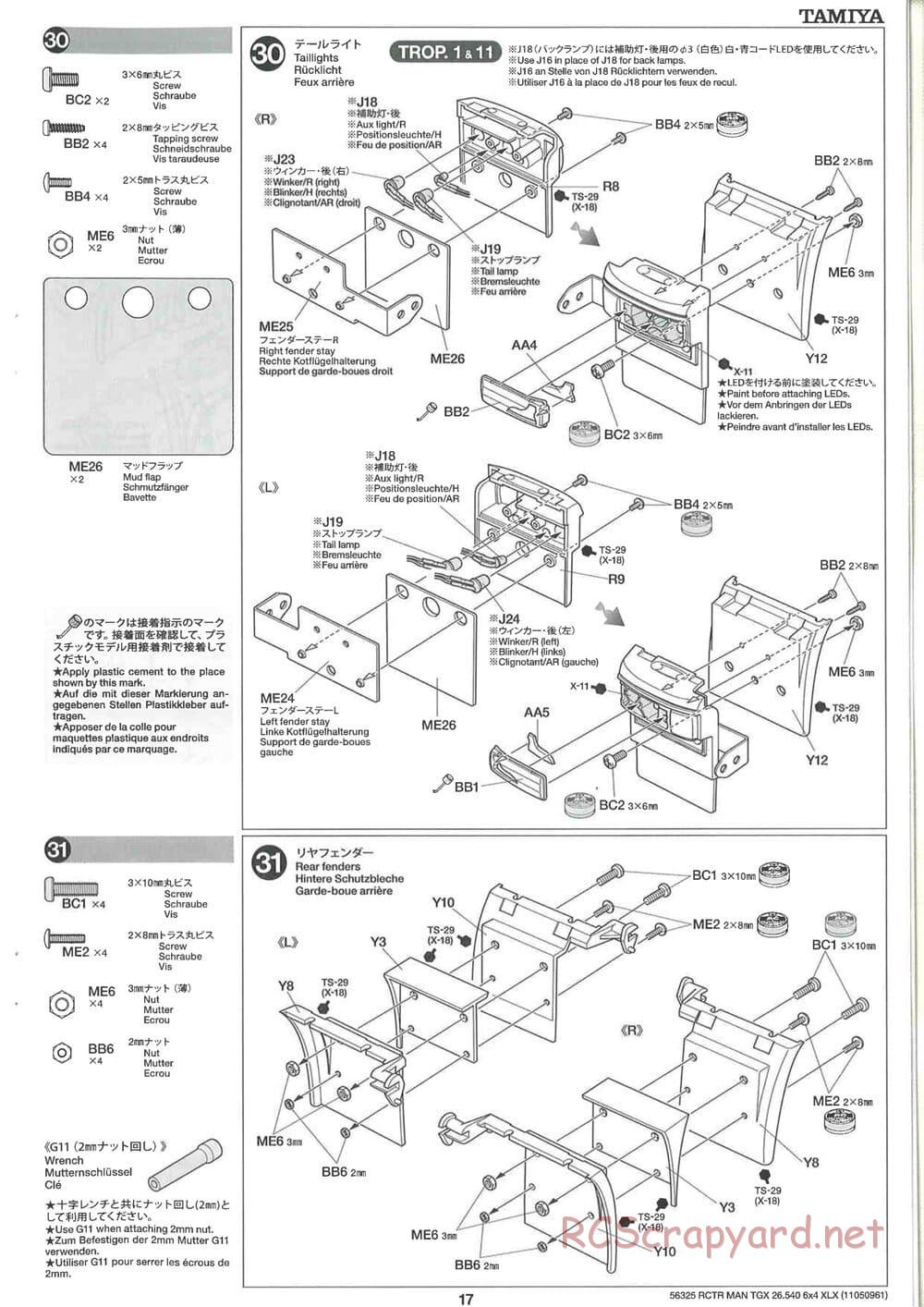 Tamiya - MAN TGX 26.540 6x4 XLX Tractor Truck Chassis - Manual - Page 17