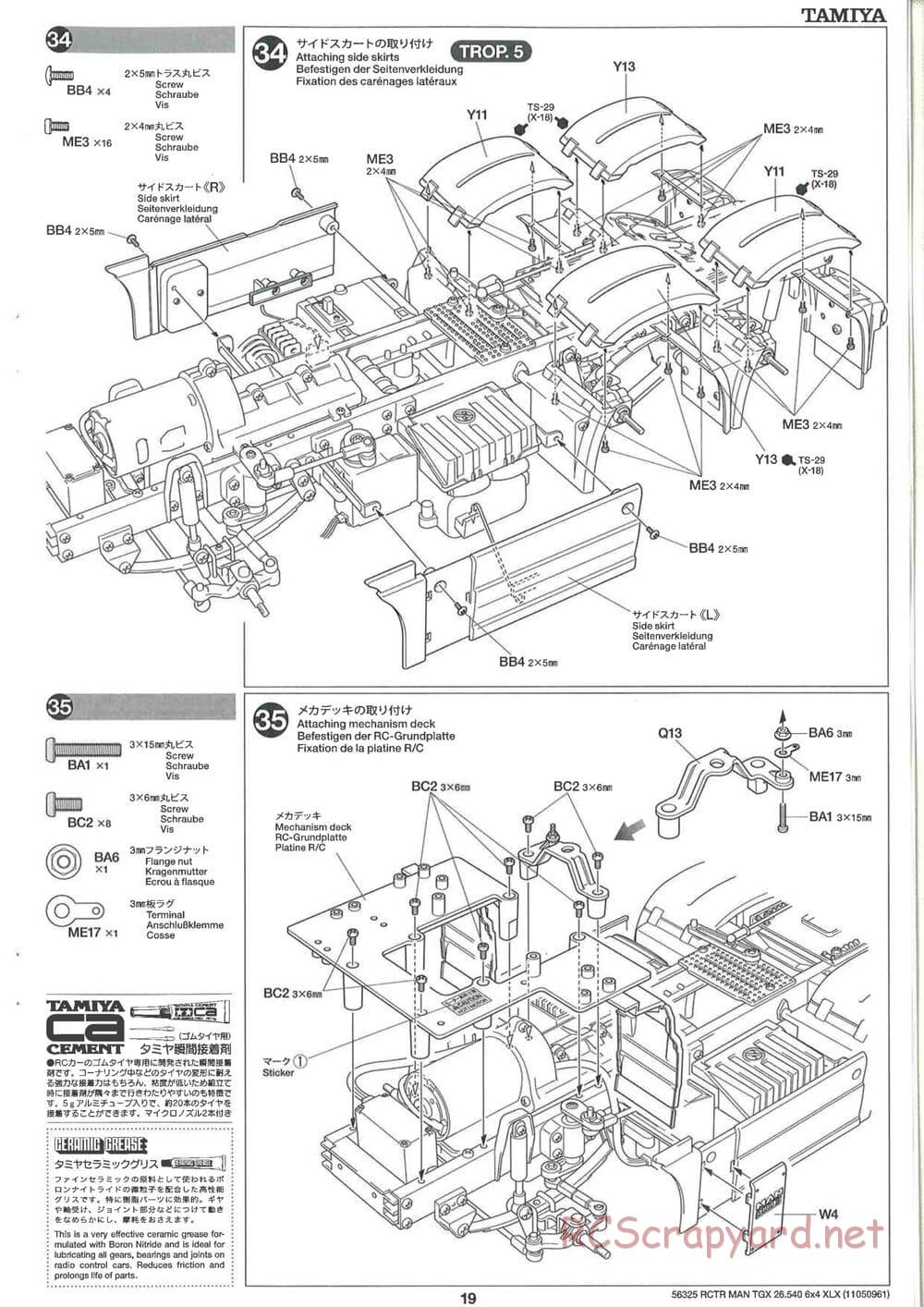 Tamiya - MAN TGX 26.540 6x4 XLX Tractor Truck Chassis - Manual - Page 19