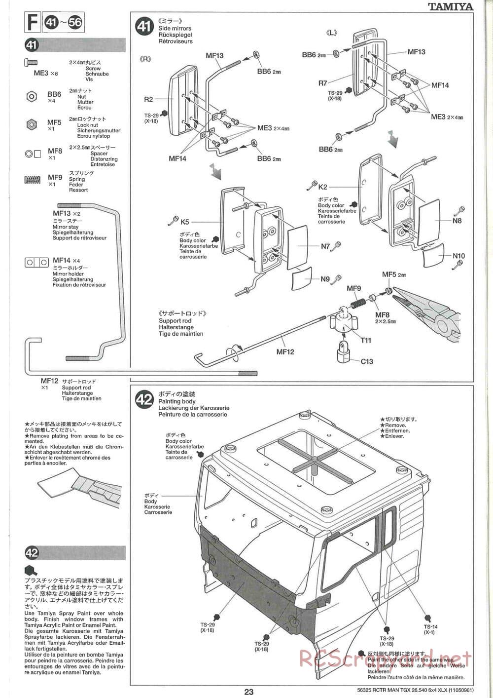 Tamiya - MAN TGX 26.540 6x4 XLX Tractor Truck Chassis - Manual - Page 23