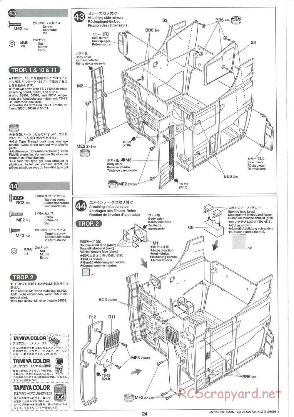 Tamiya - MAN TGX 26.540 6x4 XLX Tractor Truck Chassis - Manual - Page 24