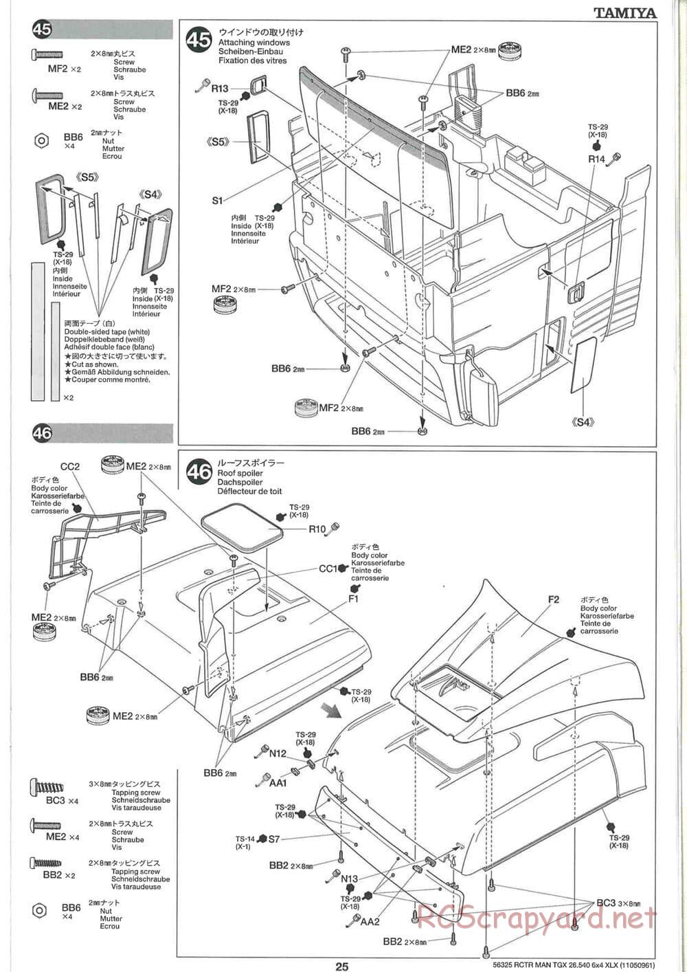 Tamiya - MAN TGX 26.540 6x4 XLX Tractor Truck Chassis - Manual - Page 25