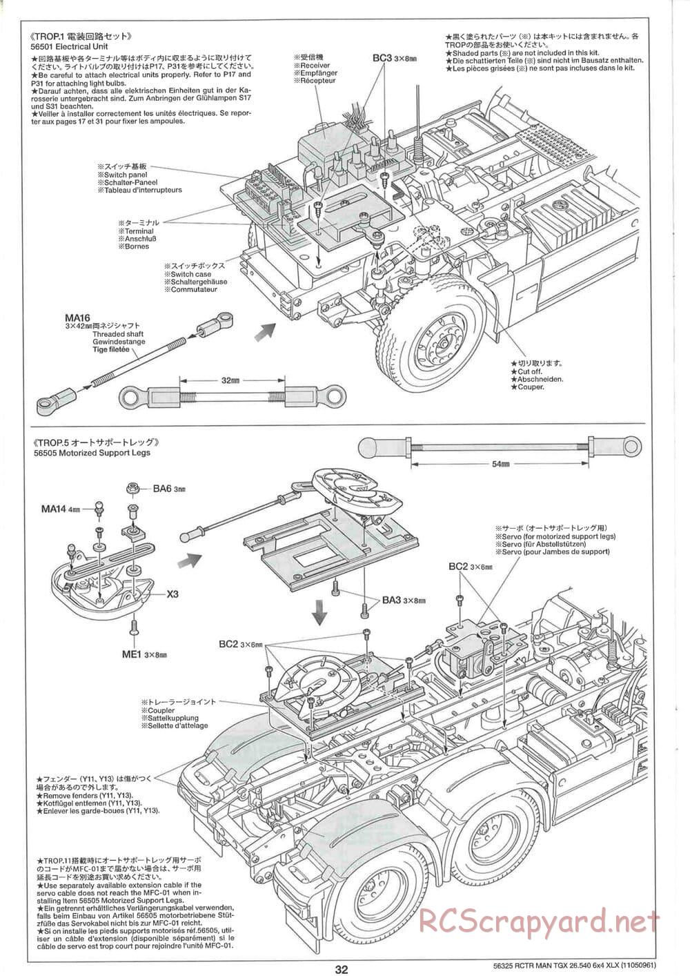 Tamiya - MAN TGX 26.540 6x4 XLX Tractor Truck Chassis - Manual - Page 32