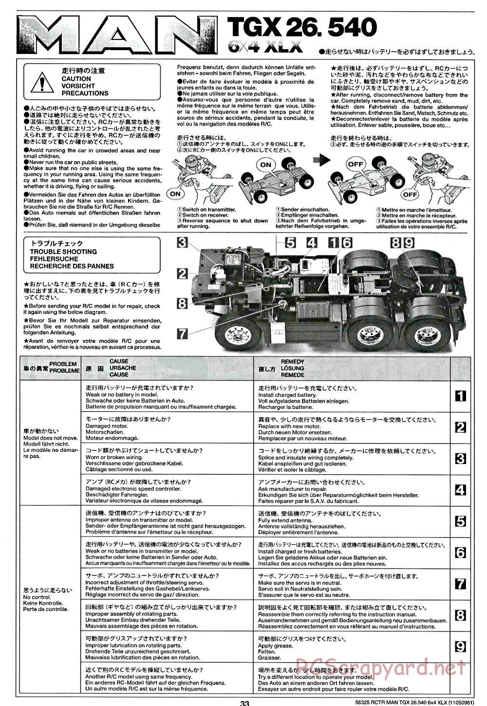 Tamiya - MAN TGX 26.540 6x4 XLX Tractor Truck Chassis - Manual - Page 33