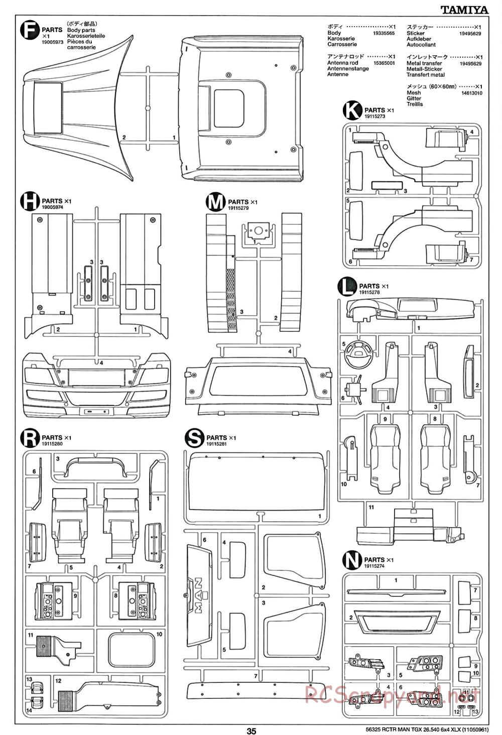 Tamiya - MAN TGX 26.540 6x4 XLX Tractor Truck Chassis - Manual - Page 35