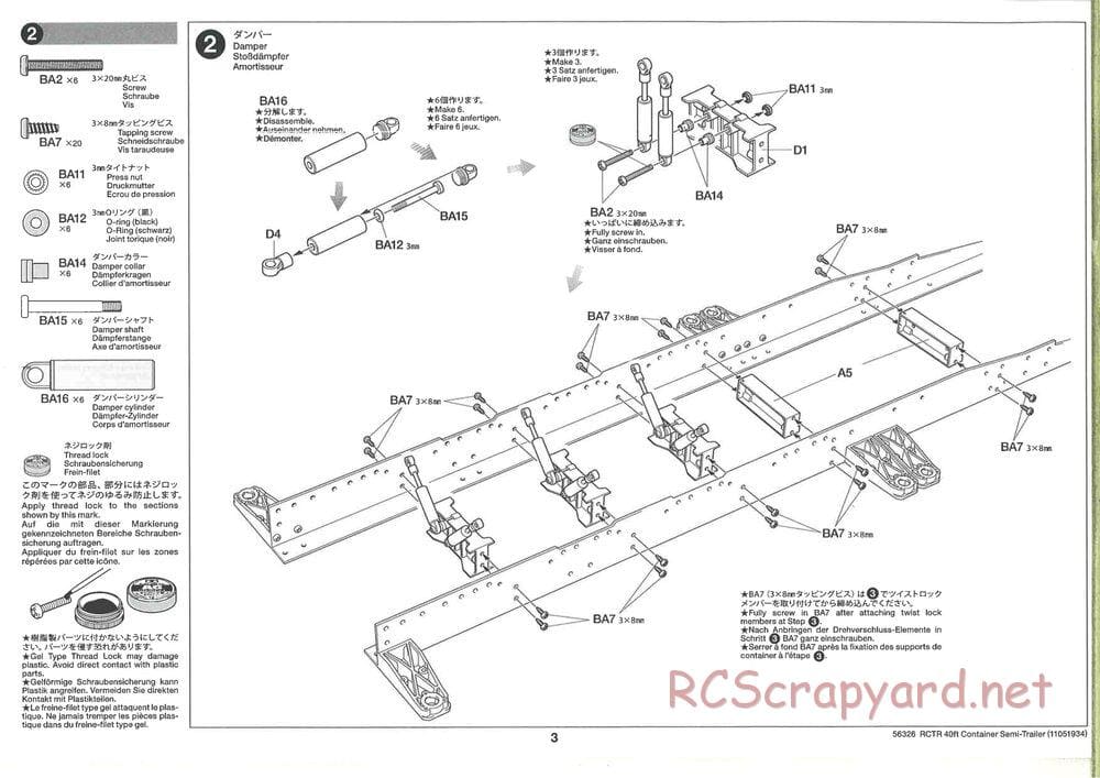 Tamiya - Semi Container Trailer Maersk Chassis - Manual - Page 3