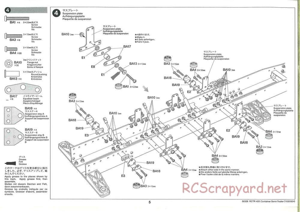 Tamiya - Semi Container Trailer Maersk Chassis - Manual - Page 5