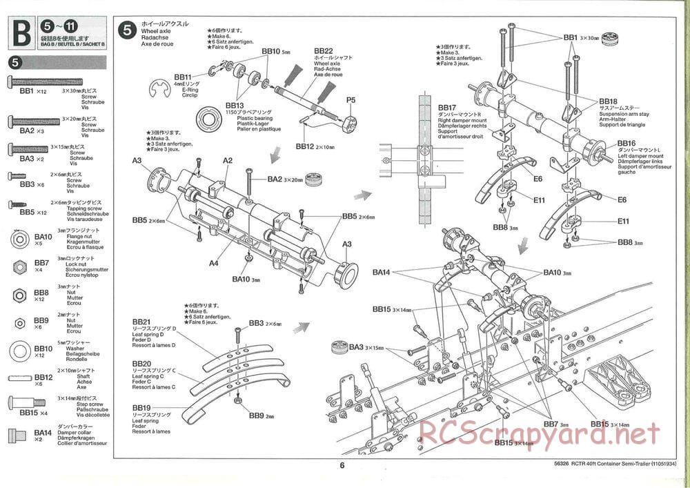 Tamiya - Semi Container Trailer Maersk Chassis - Manual - Page 6