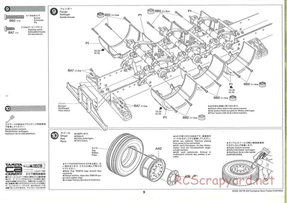 Tamiya - Semi Container Trailer Maersk Chassis - Manual - Page 9