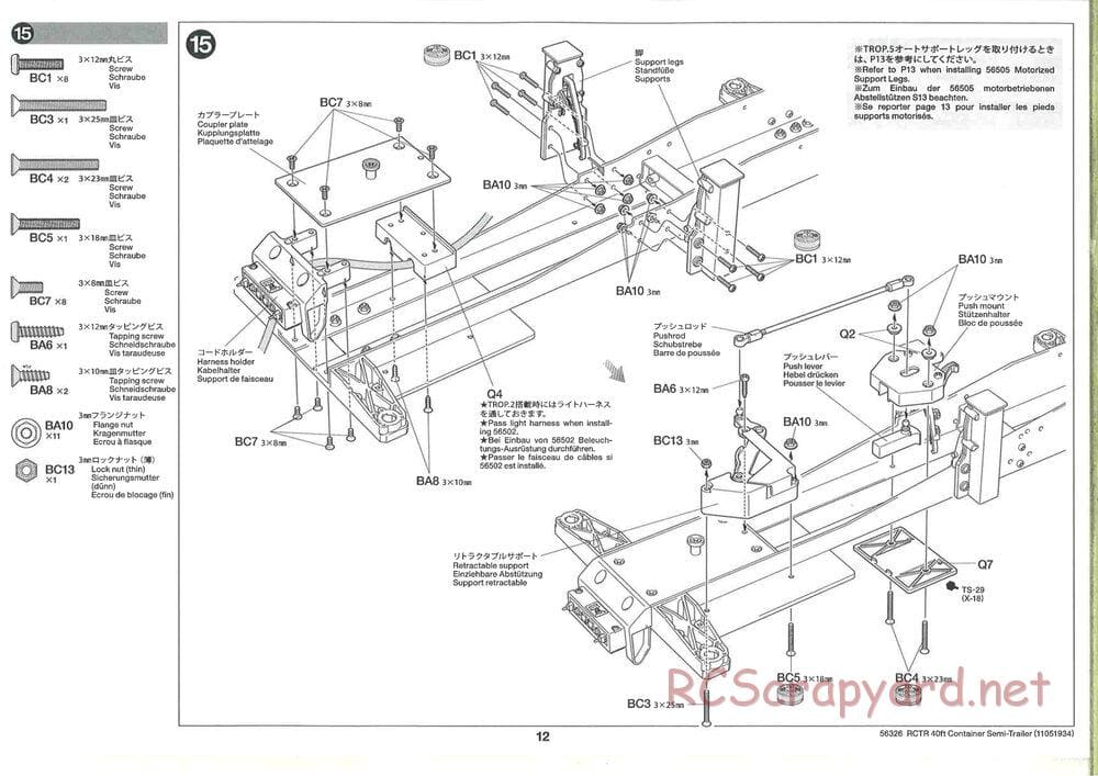 Tamiya - Semi Container Trailer Maersk Chassis - Manual - Page 12