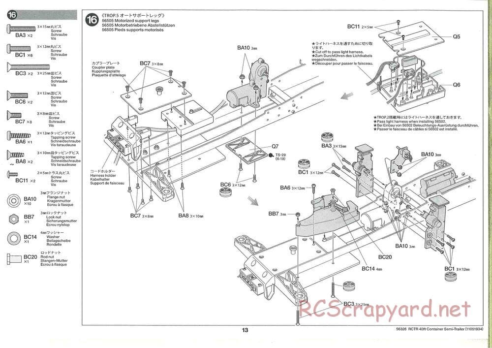 Tamiya - Semi Container Trailer Maersk Chassis - Manual - Page 13