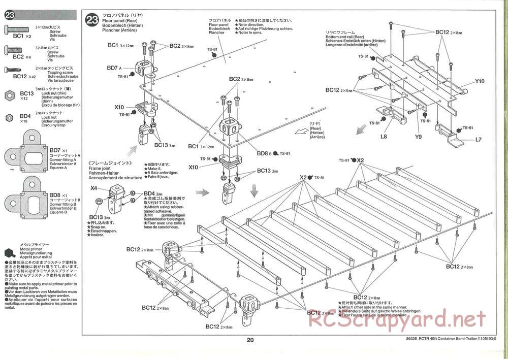 Tamiya - Semi Container Trailer Maersk Chassis - Manual - Page 20