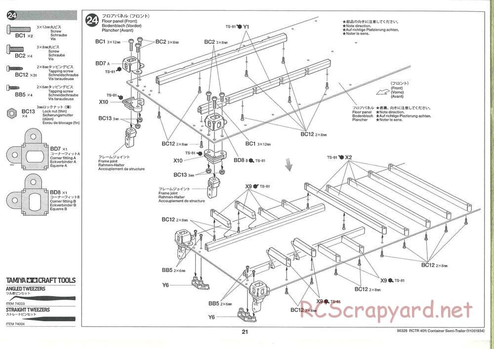 Tamiya - Semi Container Trailer Maersk Chassis - Manual - Page 21