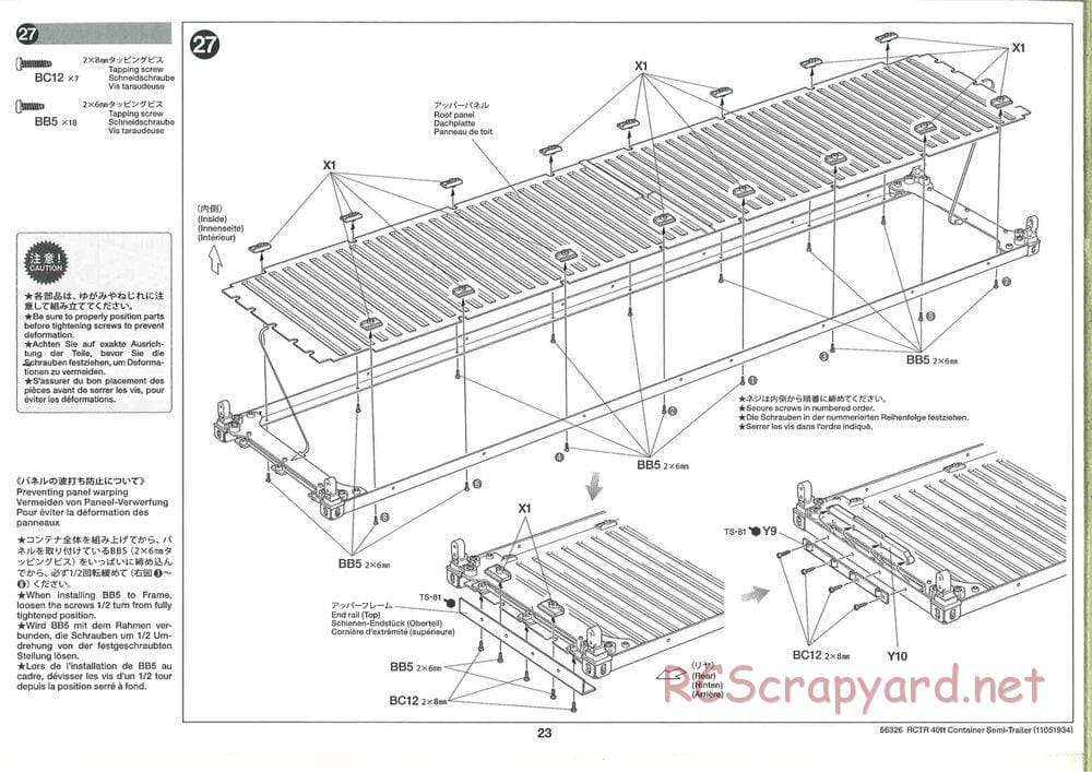 Tamiya - Semi Container Trailer Maersk Chassis - Manual - Page 23