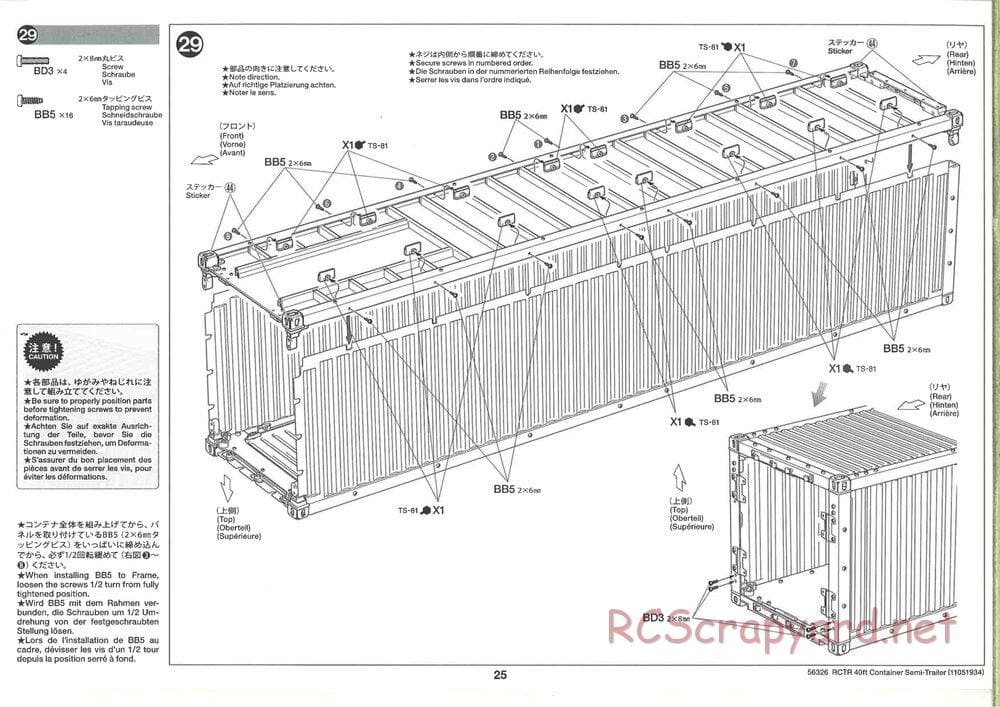 Tamiya - Semi Container Trailer Maersk Chassis - Manual - Page 25