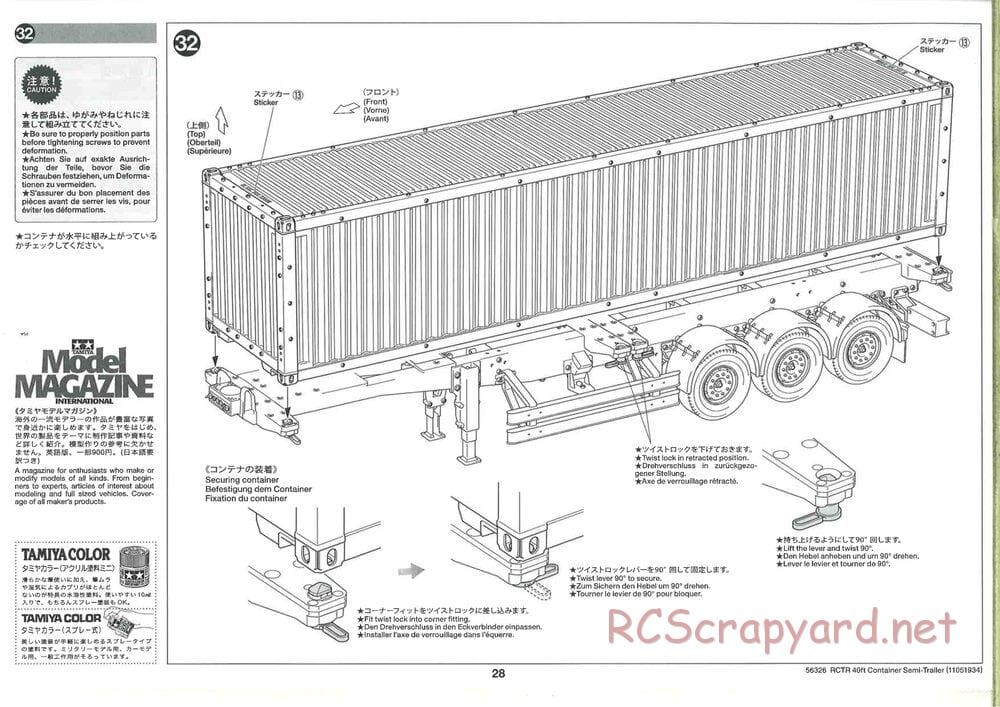 Tamiya - Semi Container Trailer Maersk Chassis - Manual - Page 28