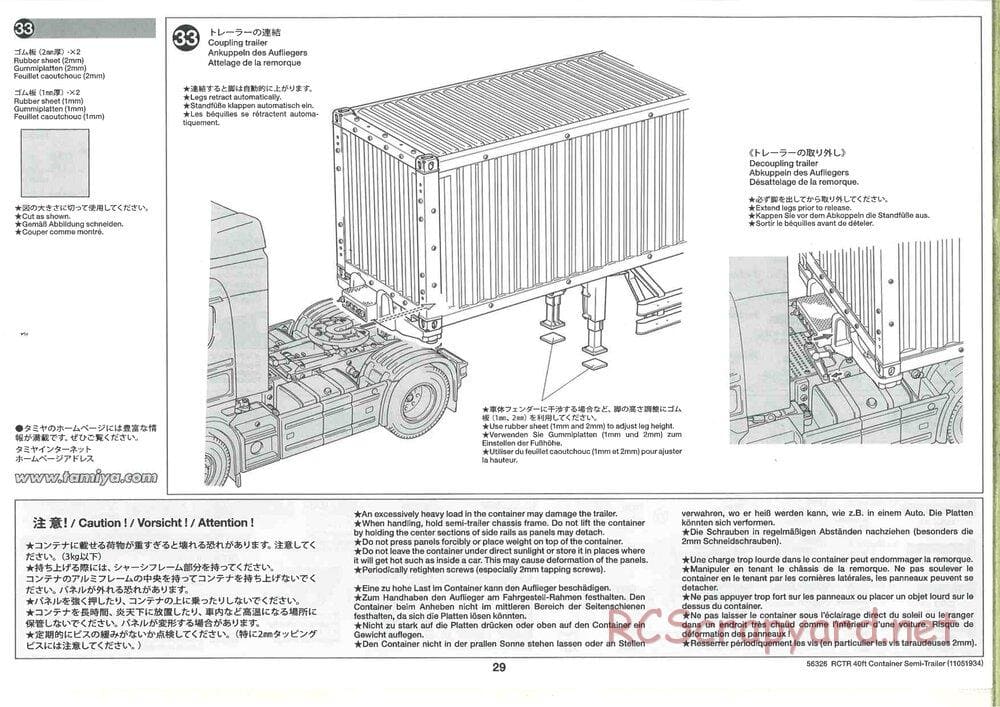 Tamiya - Semi Container Trailer Maersk Chassis - Manual - Page 29