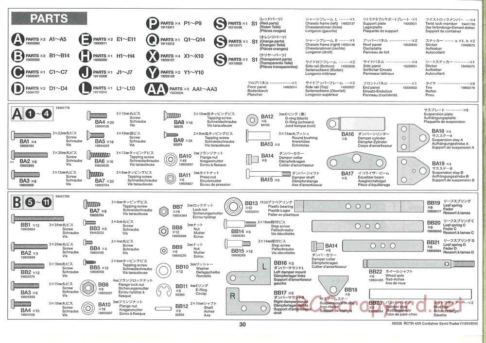 Tamiya - Semi Container Trailer Maersk Chassis - Manual - Page 30