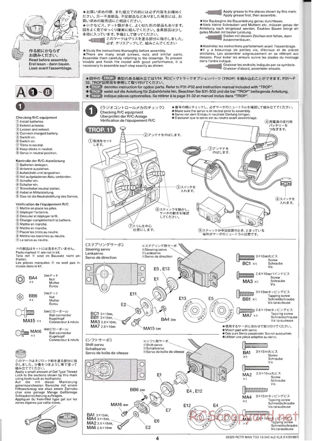 Tamiya - MAN TGX 18.540 4x2 XLX - Manual - Page 4