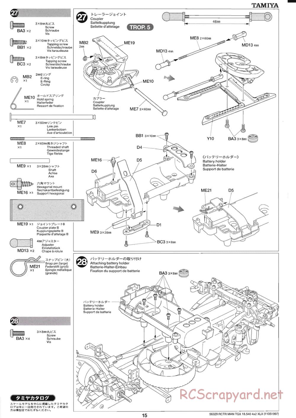 Tamiya - MAN TGX 18.540 4x2 XLX - Manual - Page 15