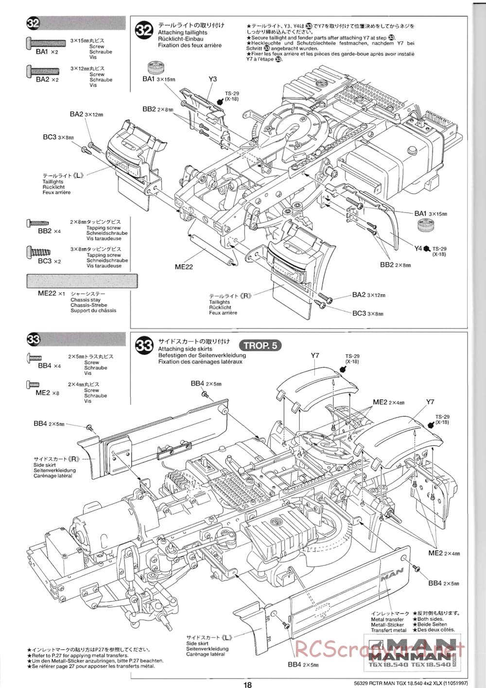 Tamiya - MAN TGX 18.540 4x2 XLX - Manual - Page 18