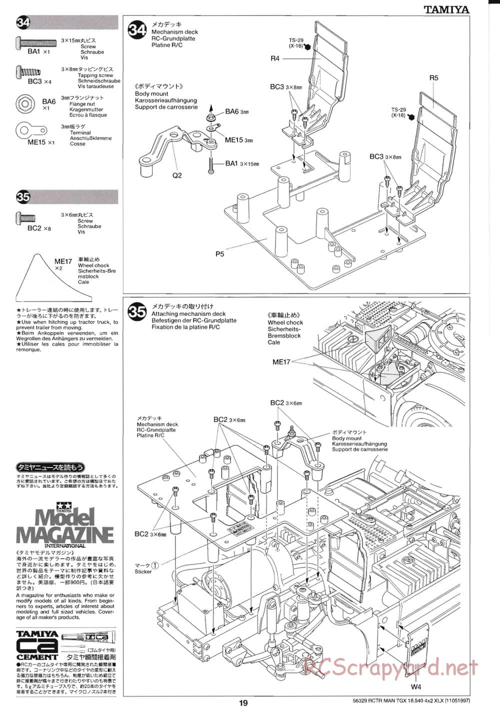 Tamiya - MAN TGX 18.540 4x2 XLX - Manual - Page 19