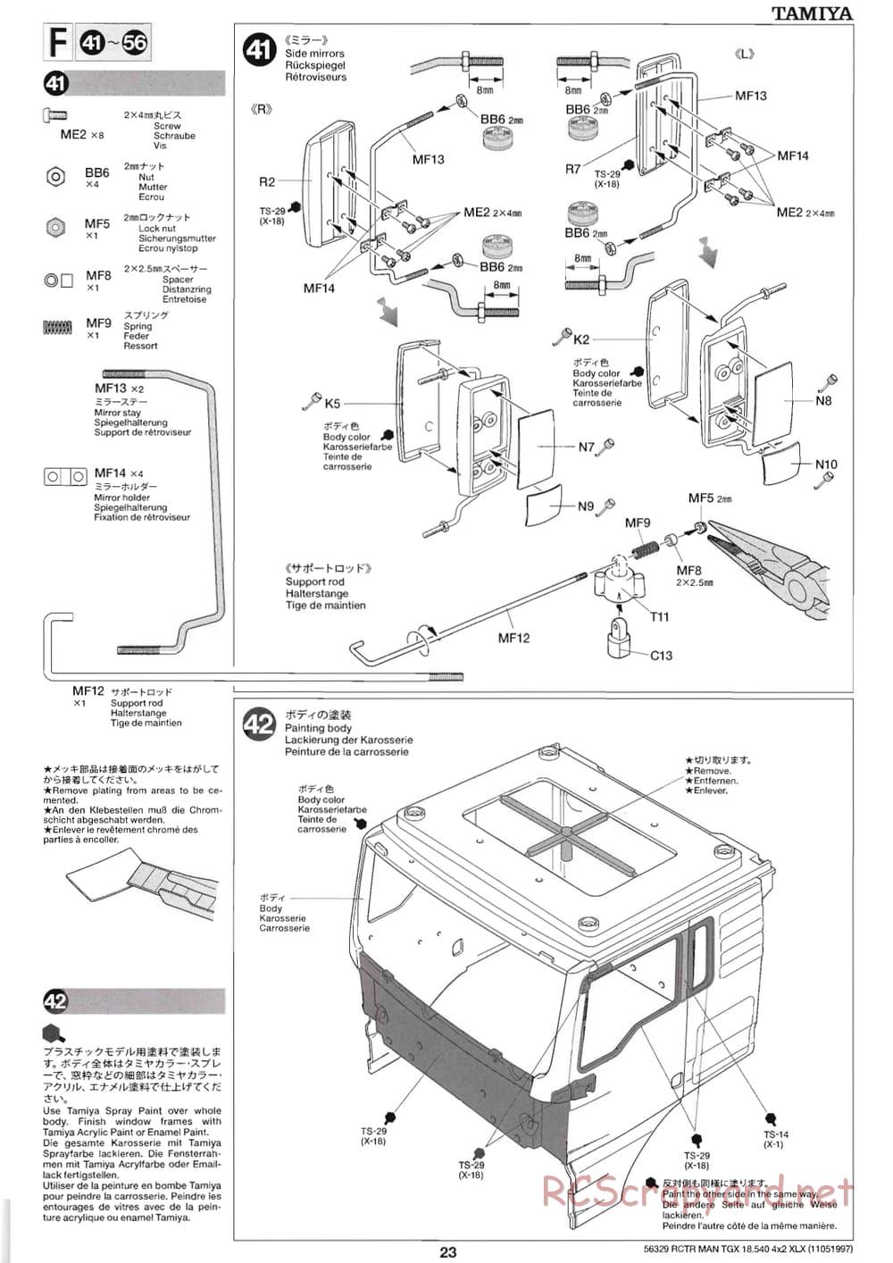 Tamiya - MAN TGX 18.540 4x2 XLX - Manual - Page 23